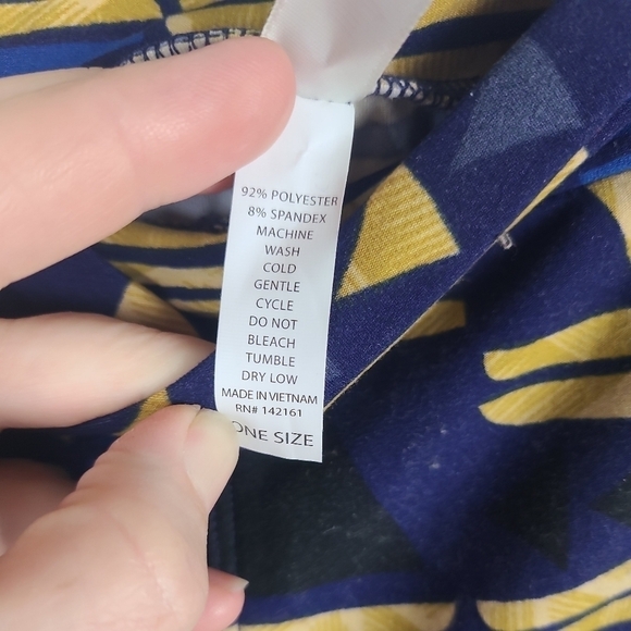 NEW LuLaRoe OS Leggings BLUE YELLOW TRIANGLE. NWOT - Picture 3 of 4
